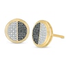 Thumbnail Image 1 of Men's 1/10 CT. T.W. Enhanced Black and White Diamond Circle Stud Earrings in Sterling Silver with 14K Gold Plate