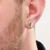 Thumbnail Image 2 of Men's 1/10 CT. T.W. Enhanced Black and White Diamond Circle Stud Earrings in Sterling Silver with 14K Gold Plate
