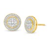 Thumbnail Image 0 of Men's 1/5 CT. T.W. Baguette Diamond Cross Circle Frame Stud Earrings in 10K Gold