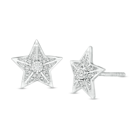 1/20 CT. T.w. Diamond Star Stud Earrings in Sterling Silver
