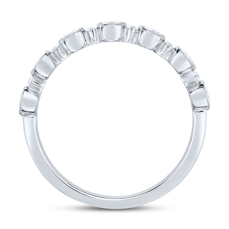 1/2 CT. T.W. Diamond Alternating Vintage-Style Stackable Band in 14K White Gold