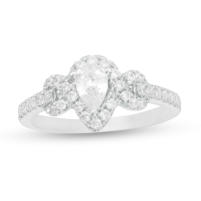 3/4 CT. T.W. Pear-Shaped Diamond Frame Engagement Ring in 14K White Gold