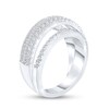 1 CT. T.W. Baguette and Round Diamond Multi-Row Overlay Band in 14K White Gold