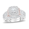 Thumbnail Image 1 of 1-1/4 CT. T.W. Cushion-Cut Diamond Double Frame Collar Multi-Row Bridal Set in 14K Two-Tone Gold