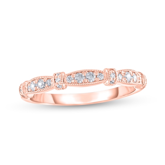 1/5 CT. T.w. Diamond Alternating Collar Vintage-Style Stackable Band in 14K Rose Gold