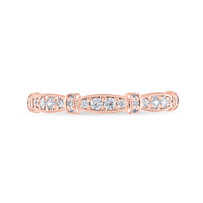 1/5 CT. T.W. Diamond Alternating Collar Vintage-Style Stackable Band in 14K Rose Gold