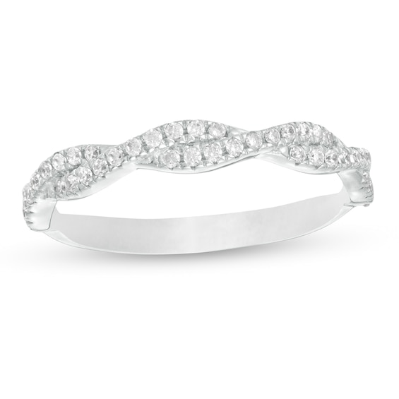 1/4 CT. T.w. Diamond Twist Stackable Band in 14K White Gold