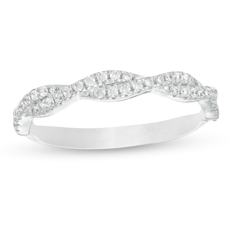 1/4 CT. T.W. Diamond Twist Stackable Band in 14K White Gold