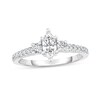 Thumbnail Image 1 of 5/8 CT. T.W. Marquise Diamond Three Stone Engagement Ring in 14K Two-Tone Gold
