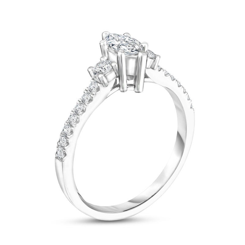 Main Image 3 of 5/8 CT. T.W. Marquise Diamond Three Stone Engagement Ring in 14K Two-Tone Gold