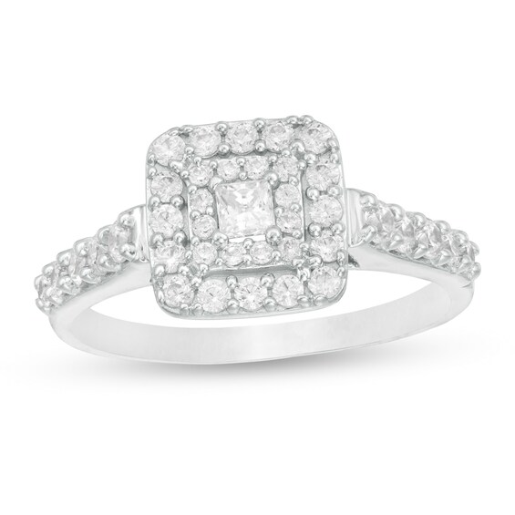 3/4 CT. T.W. Princess-Cut Diamond Double Frame Engagement Ring in 10K White Gold 3/4 CT. T.W. Princess-Cut Diamond Double Frame Engagement Ring in 10K White Gold