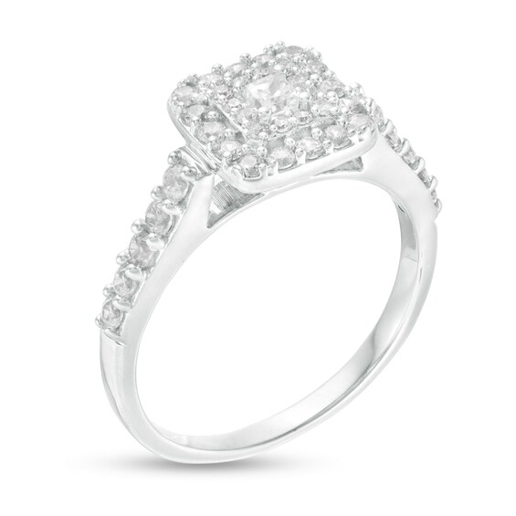 3/4 CT. T.W. Princess-Cut Diamond Double Frame Engagement Ring in 10K White Gold 3/4 CT. T.W. Princess-Cut Diamond Double Frame Engagement Ring in 10K White Gold