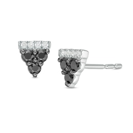 1/4 CT. T.W. Enhanced Black and White Diamond Triangle Stud Earrings in 10K White Gold