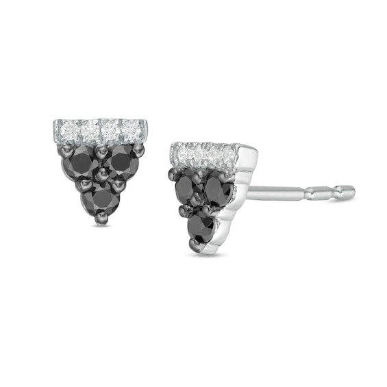 1/4 CT. T.w. Enhanced Black and White Diamond Triangle Stud Earrings in 10K White Gold