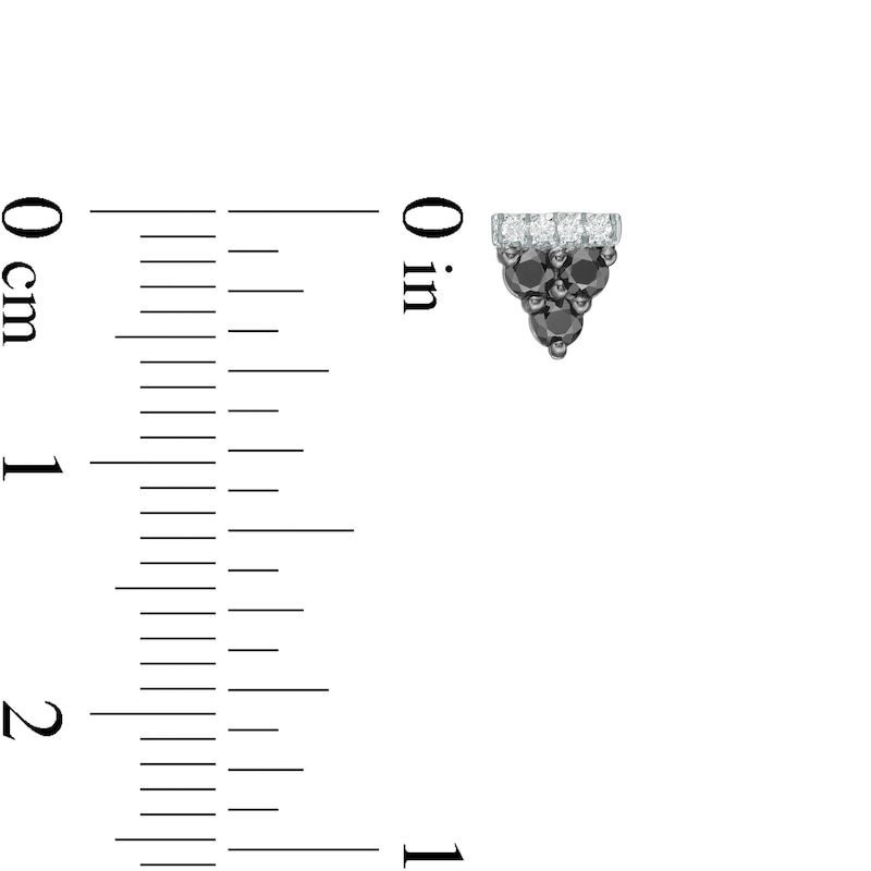 Main Image 3 of 1/4 CT. T.W. Enhanced Black and White Diamond Triangle Stud Earrings in 10K White Gold
