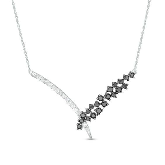 1 CT. T.W. Enhanced Black and White Diamond Chevron Scatter Necklace in 10K White Gold 1 CT. T.W. Enhanced Black and White Diamond Chevron Scatter Necklace in 10K White Gold