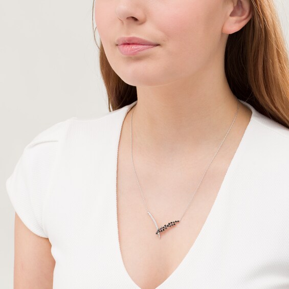1 CT. T.W. Enhanced Black and White Diamond Chevron Scatter Necklace in 10K White Gold 1 CT. T.W. Enhanced Black and White Diamond Chevron Scatter Necklace in 10K White Gold