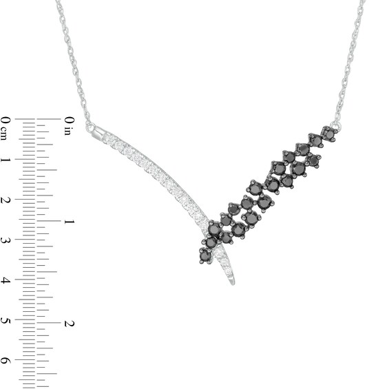 1 CT. T.W. Enhanced Black and White Diamond Chevron Scatter Necklace in 10K White Gold 1 CT. T.W. Enhanced Black and White Diamond Chevron Scatter Necklace in 10K White Gold