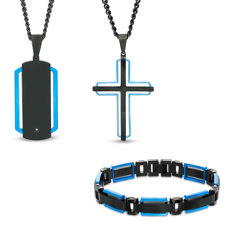 Main Image 1 of Diamond Accent Three Piece Set in Two-Tone Stainless Steel