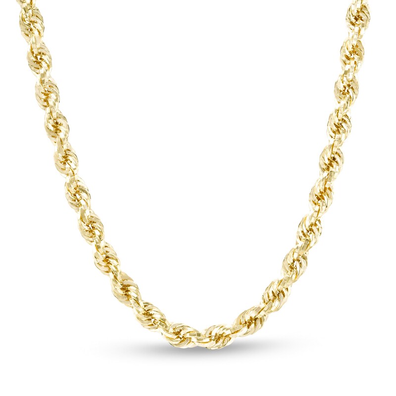 Main Image 1 of Men's 5.0mm Rope Chain Necklace in Hollow 10K Gold - 26"