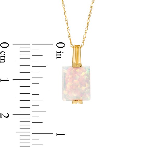 Rectangular Lab-Created Opal Pendant in 10K Gold