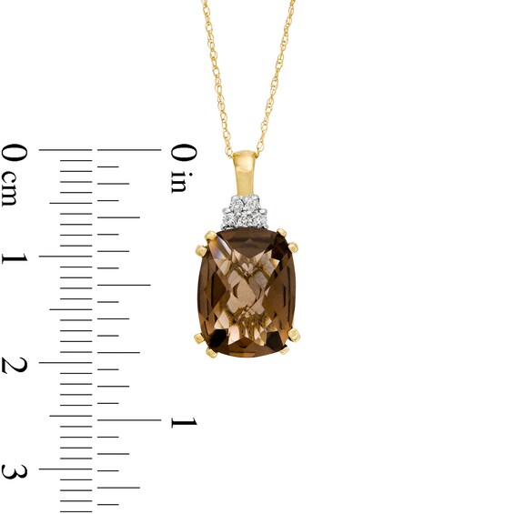 Elongated Cushion-Shaped Smoky Quartz and 1/20 CT. T.w. Diamond Pendant in 10K Gold