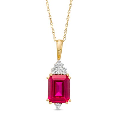 Jewel Zone US Pear Cut Simulated Ruby Pendant & Chain in 14k Gold Over Sterling Silver 1.5 Cttw 