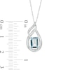 Thumbnail Image 2 of Emerald-Cut Aquamarine and Diamond Accent Flame Pendant in 10K White Gold
