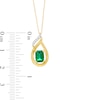 Thumbnail Image 2 of Emerald-Cut Lab-Created Emerald and Diamond Accent Flame Pendant in 10K Gold