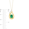 Thumbnail Image 3 of Emerald-Cut Lab-Created Emerald and Diamond Accent Flame Pendant in 10K Gold
