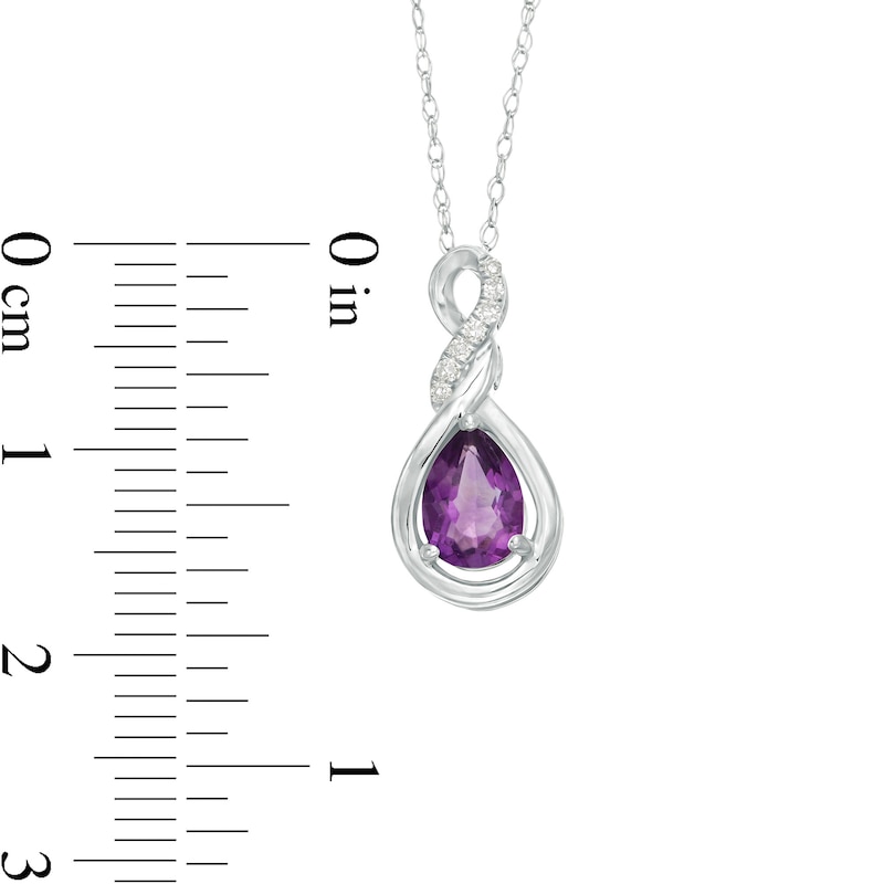 Pear-Shaped Amethyst and Diamond Accent Cascading Teardrop Pendant in 10K White Gold