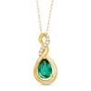 Thumbnail Image 0 of Pear-Shaped Lab-Created Emerald and Diamond Accent Cascading Teardrop Pendant in 10K Gold