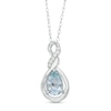 Thumbnail Image 0 of Pear-Shaped Aquamarine and Diamond Accent Cascading Teardrop Pendant in 10K White Gold