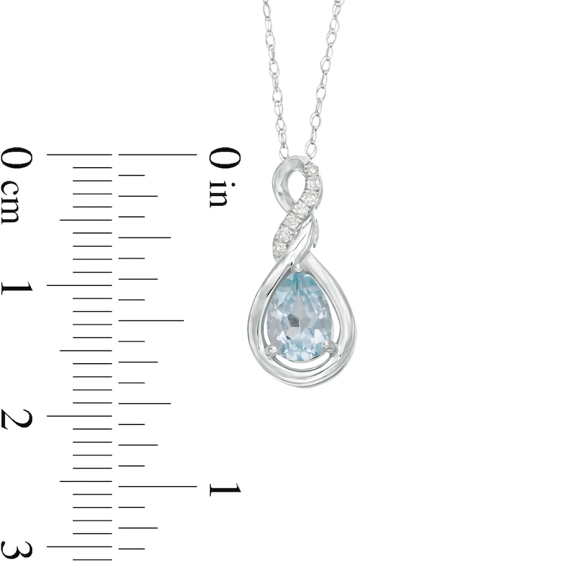 Pear-Shaped Aquamarine and Diamond Accent Cascading Teardrop Pendant in 10K White Gold