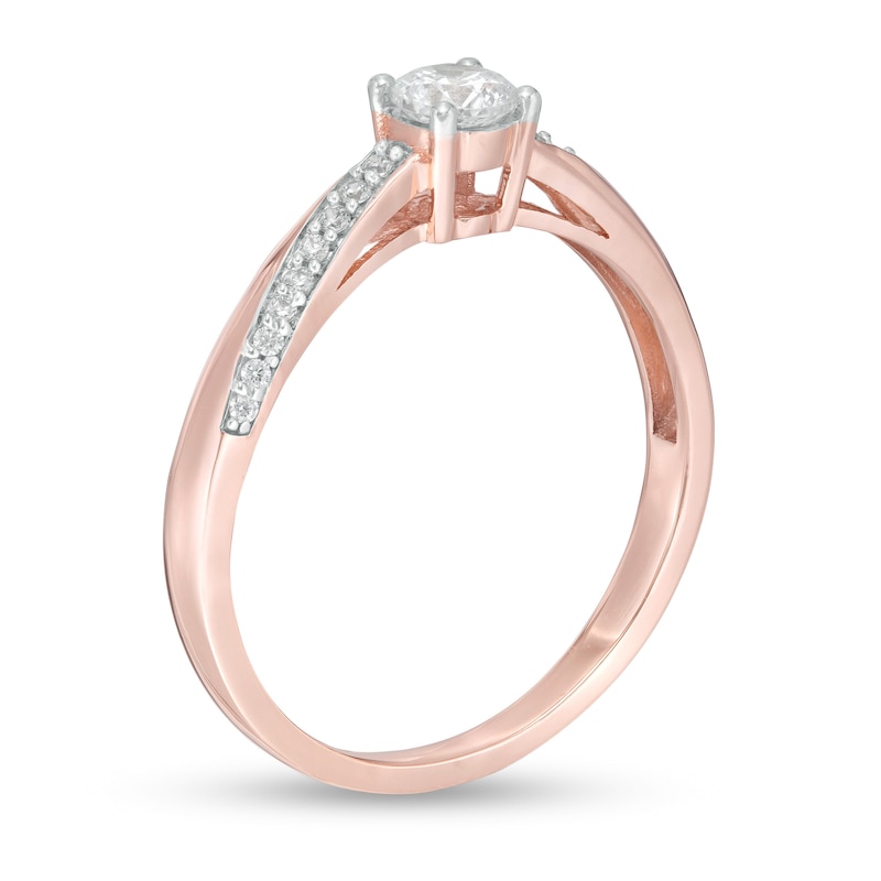 Main Image 3 of 1/3 CT. T.W. Diamond Engagement Ring in 10K Rose Gold