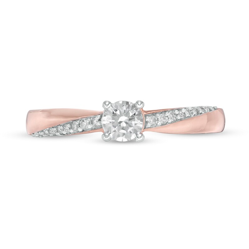 Main Image 4 of 1/3 CT. T.W. Diamond Engagement Ring in 10K Rose Gold