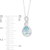 Thumbnail Image 3 of Pear-Shaped Lab-Created Blue Zircon and Diamond Accent Cascading Teardrop Pendant in 10K White Gold