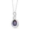 Thumbnail Image 0 of Pear-Shaped Lab-Created Alexandrite and Diamond Accent Cascading Teardrop Pendant in 10K White Gold