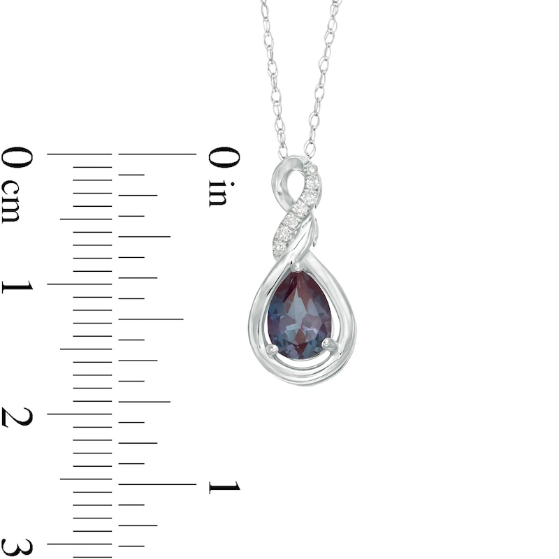 Pear-Shaped Lab-Created Alexandrite and Diamond Accent Cascading Teardrop Pendant in 10K White Gold