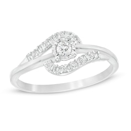 1/5 CT. T.W. Diamond Bypass Promise Ring in 10K White Gold