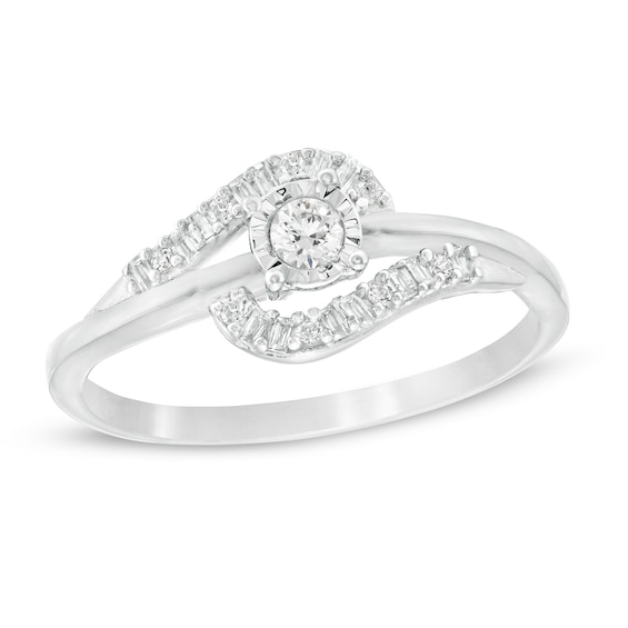 1/5 CT. T.w. Diamond Bypass Promise Ring in 10K White Gold