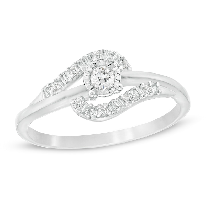 Main Image 1 of 1/5 CT. T.W. Diamond Bypass Promise Ring in 10K White Gold