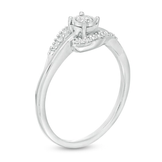 1/5 CT. T.w. Diamond Bypass Promise Ring in 10K White Gold