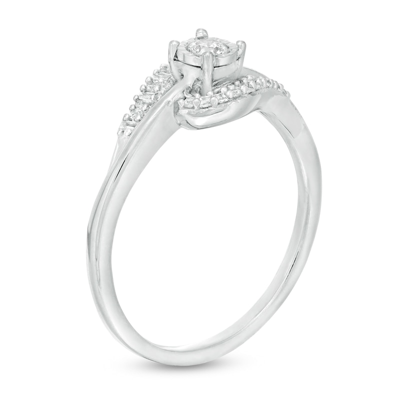 Main Image 3 of 1/5 CT. T.W. Diamond Bypass Promise Ring in 10K White Gold