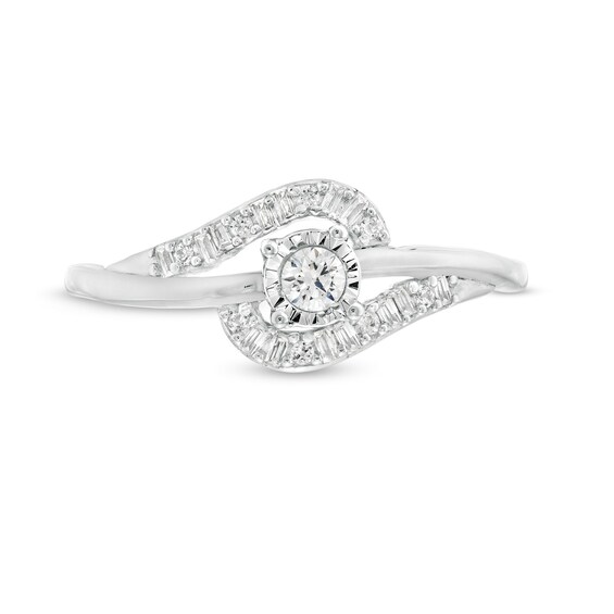 1/5 CT. T.w. Diamond Bypass Promise Ring in 10K White Gold