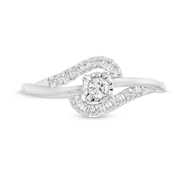 Main Image 4 of 1/5 CT. T.W. Diamond Bypass Promise Ring in 10K White Gold