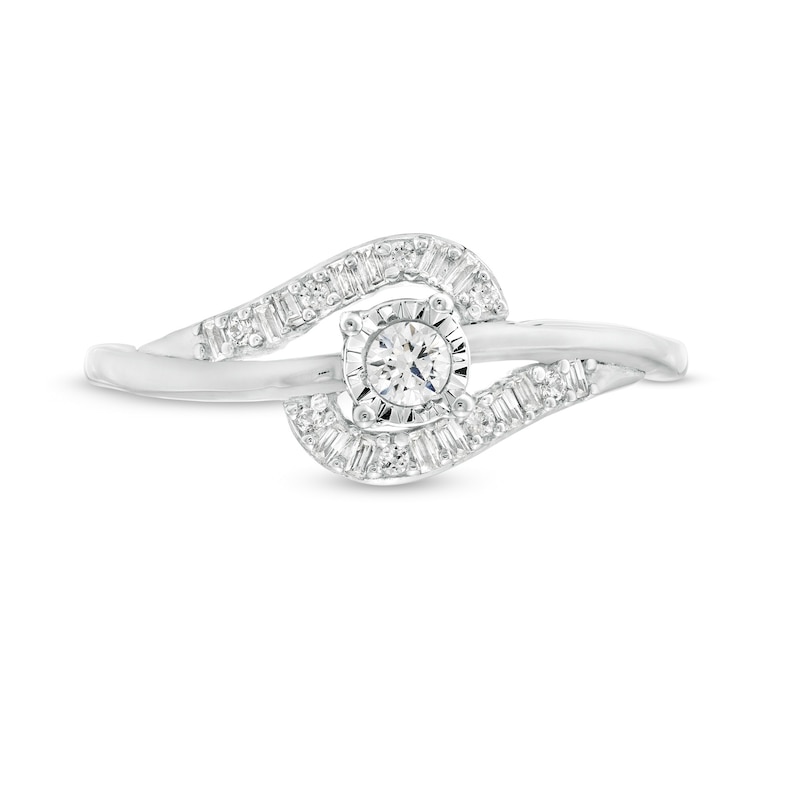 1/5 CT. T.W. Diamond Bypass Promise Ring in 10K White Gold