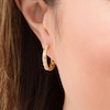Thumbnail Image 2 of 1/3 CT. T.W. Baguette and Round Diamond Hoop Earrings in 10K Gold