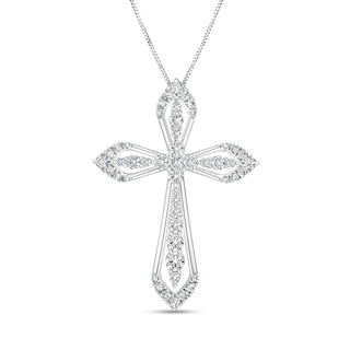 3/4 CT. T.W. Diamond Cross Pendant in 10K White Gold