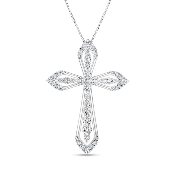3/4 CT. T.w. Diamond Cross Pendant in 10K White Gold